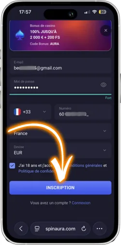 Bouton confirmation inscription